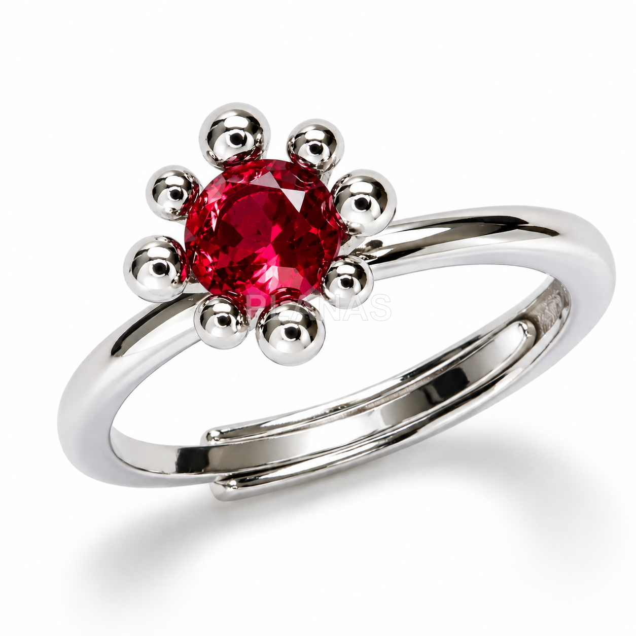 Anillo abierto en Plata de ley rodiada y Circonita.  