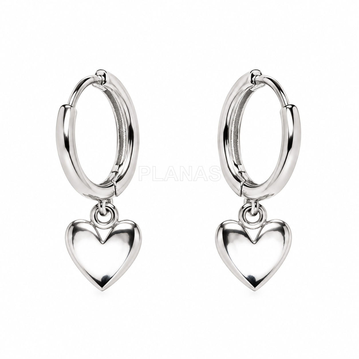 Aros en Plata de ley Rodiada. CORAZON.
