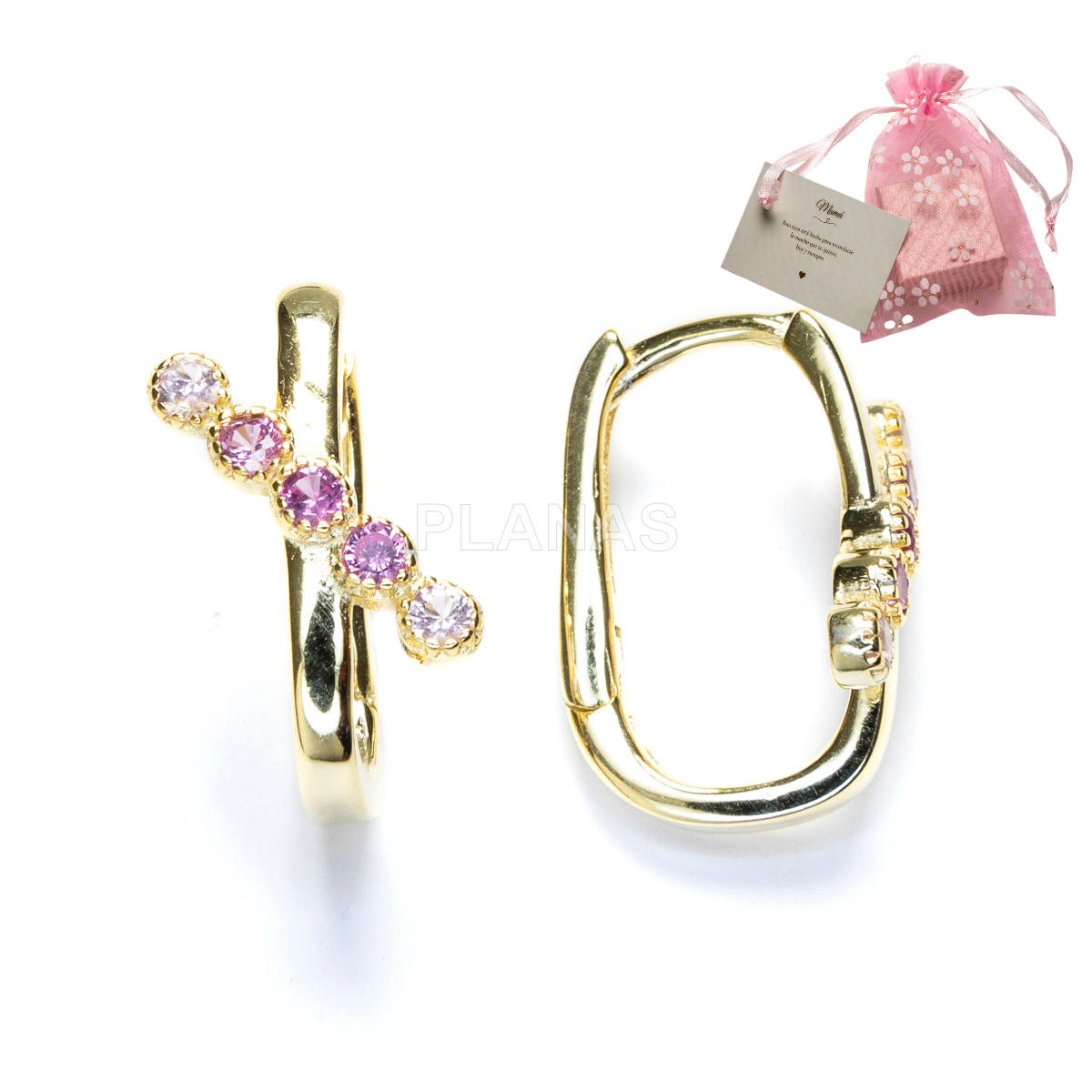 Aros en Plata de ley y Circonitas de Colores. 