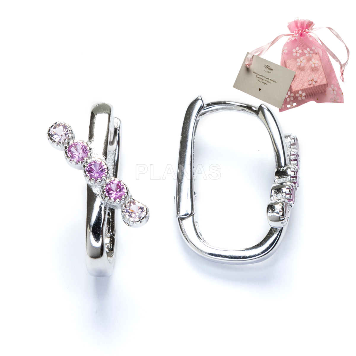 Aros en Plata de ley y Circonitas de Colores. 
