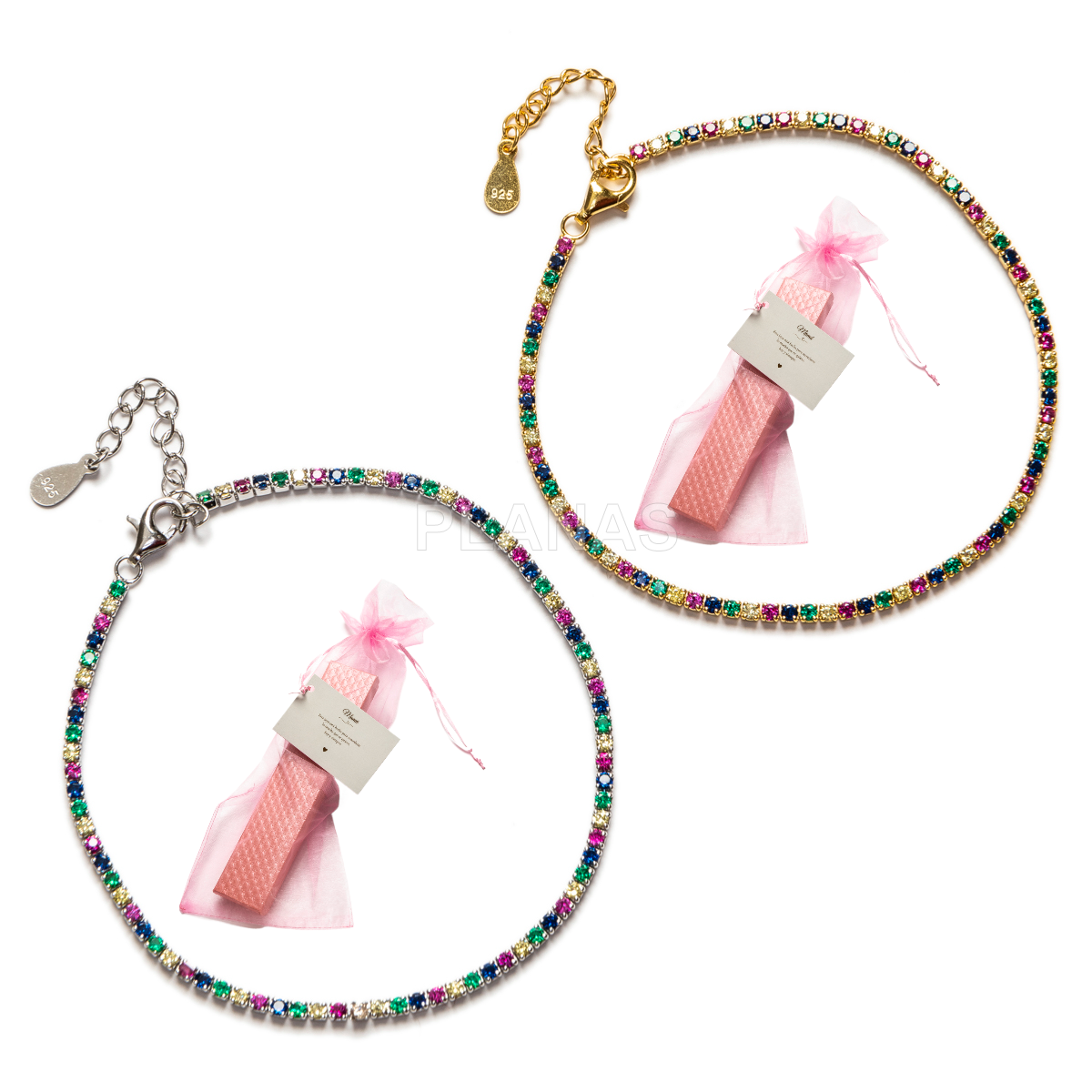 Pulsera en Plata de Ley Rodiada y Circonitas de Colores.