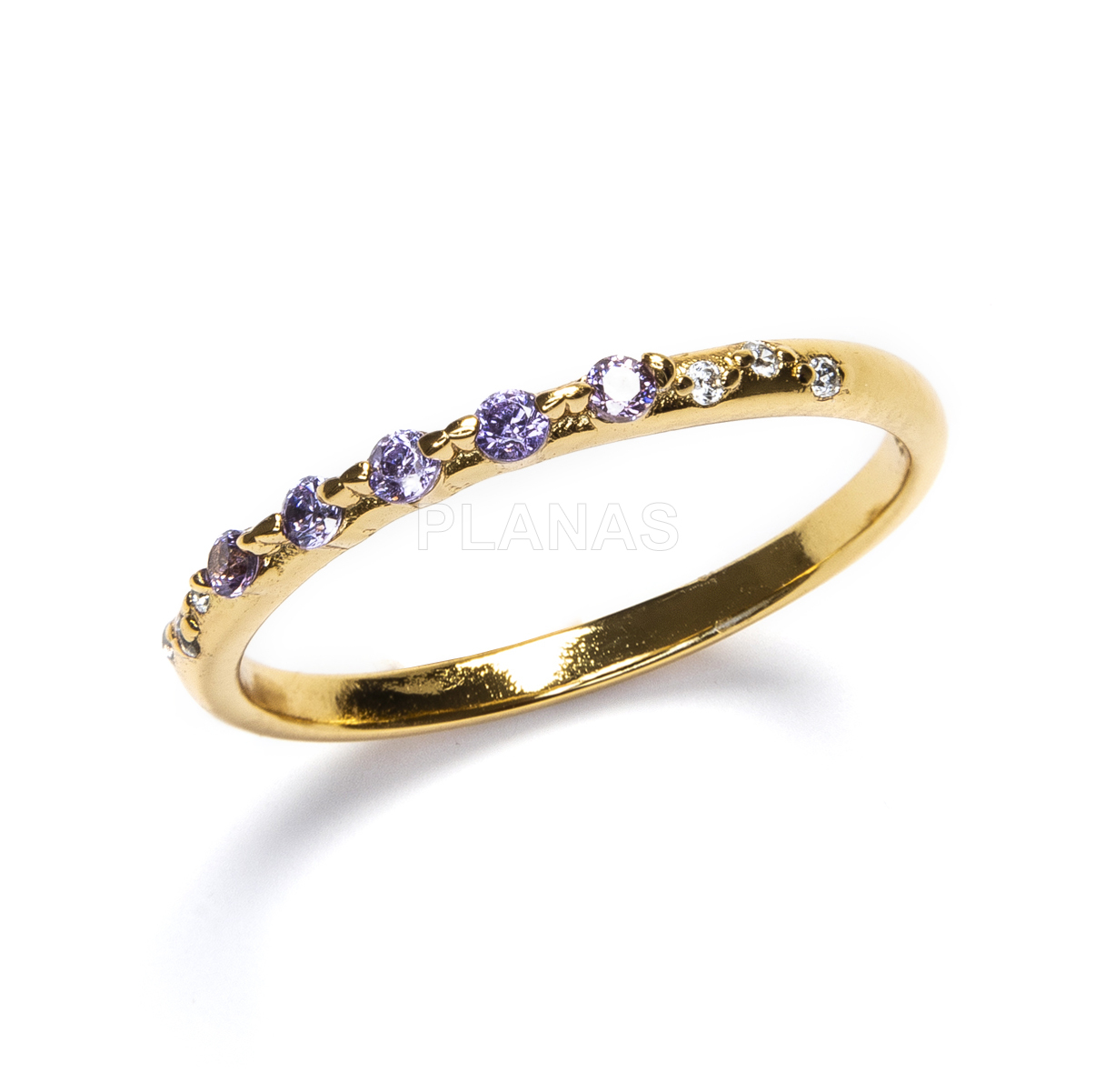 Ring in sterling silver and gold plated zirconia with 1 micron. 