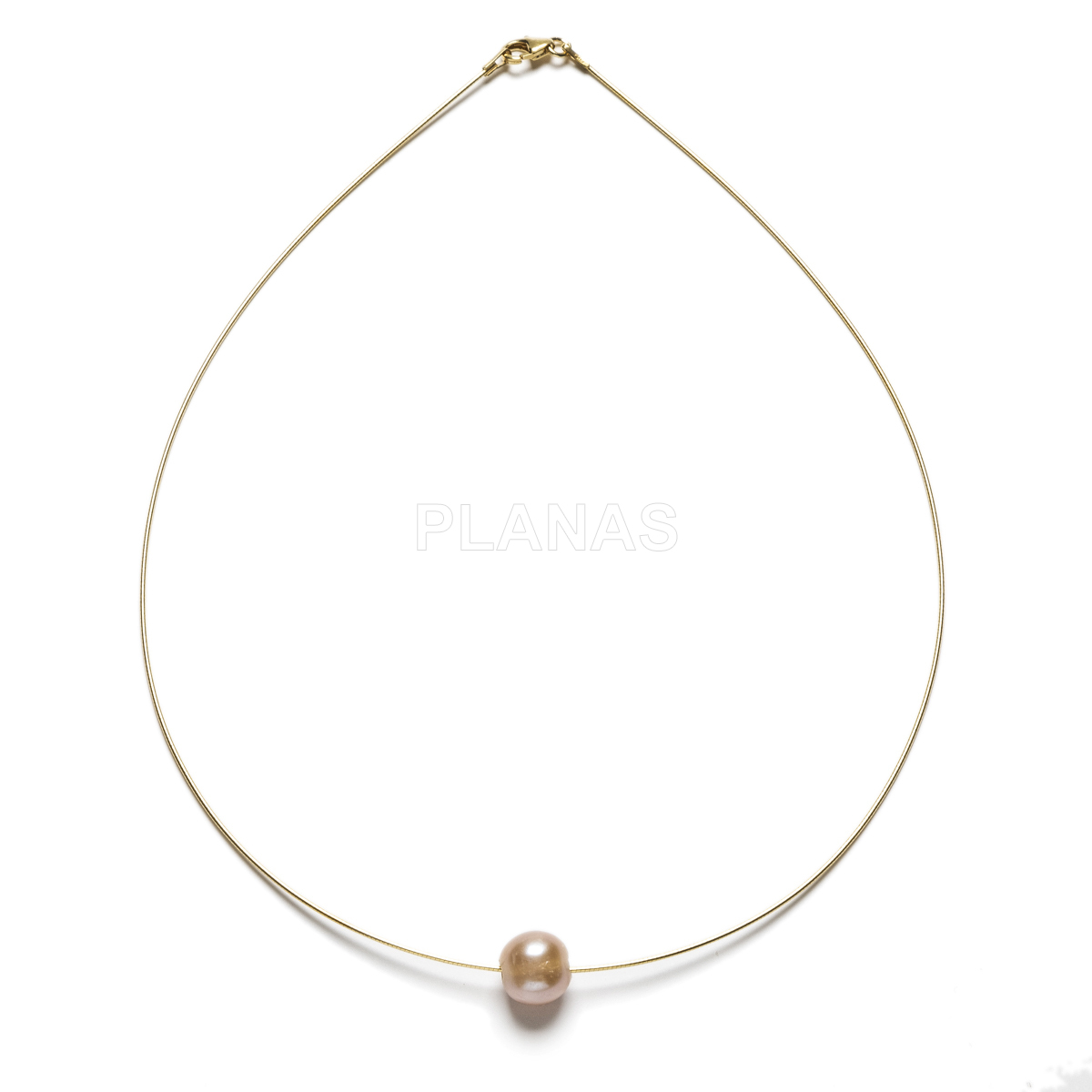 Collar en Plata de Ley y Baño Oro con perlas cultivadas de 10mm.