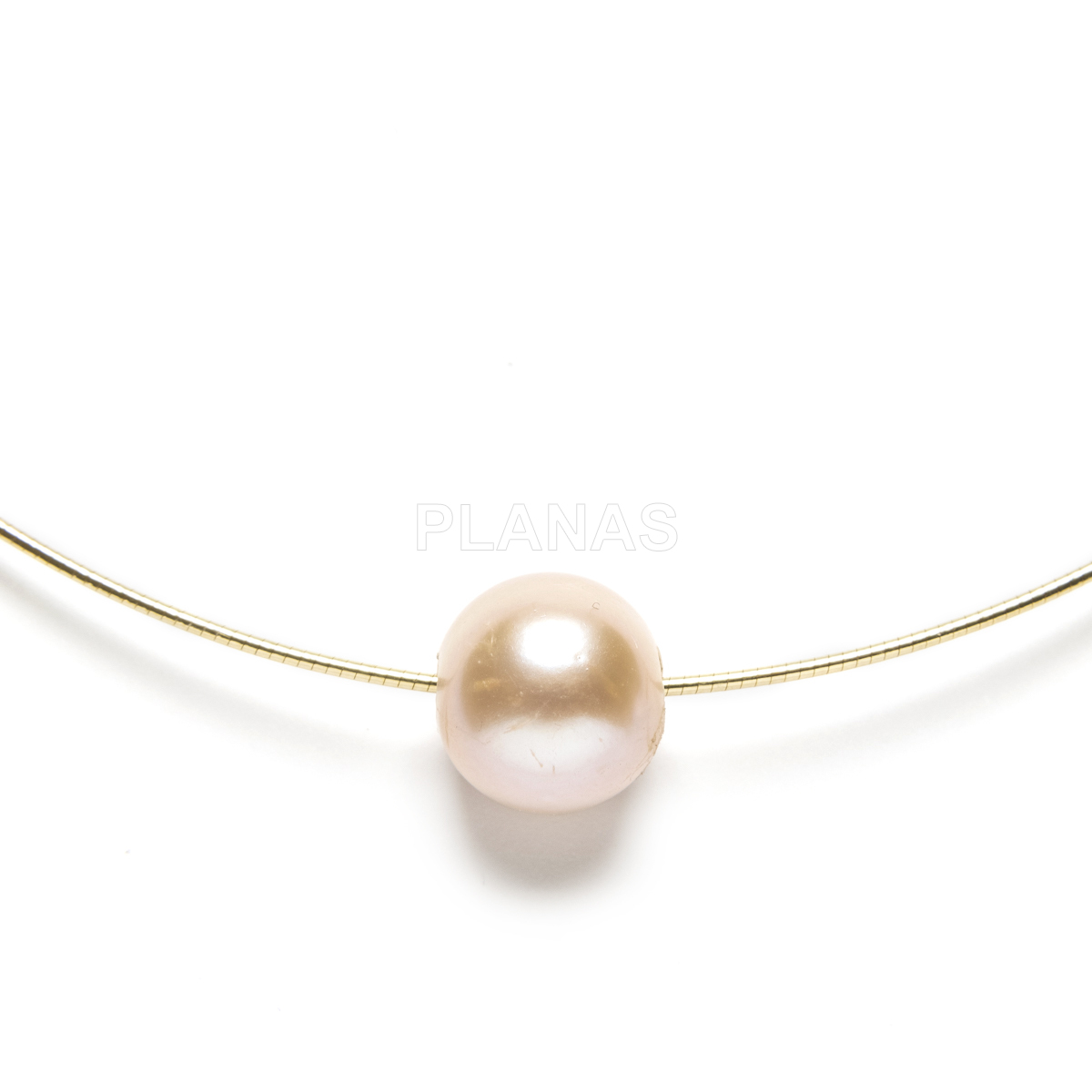 Collar en Plata de Ley y Baño Oro con perlas cultivadas de 10mm.