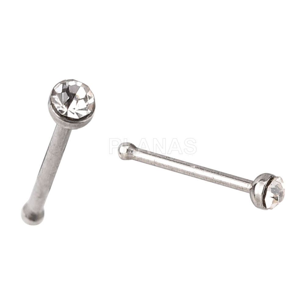 Pack de 12 pares de Piercing color blanco en Acero Inoxidable. 