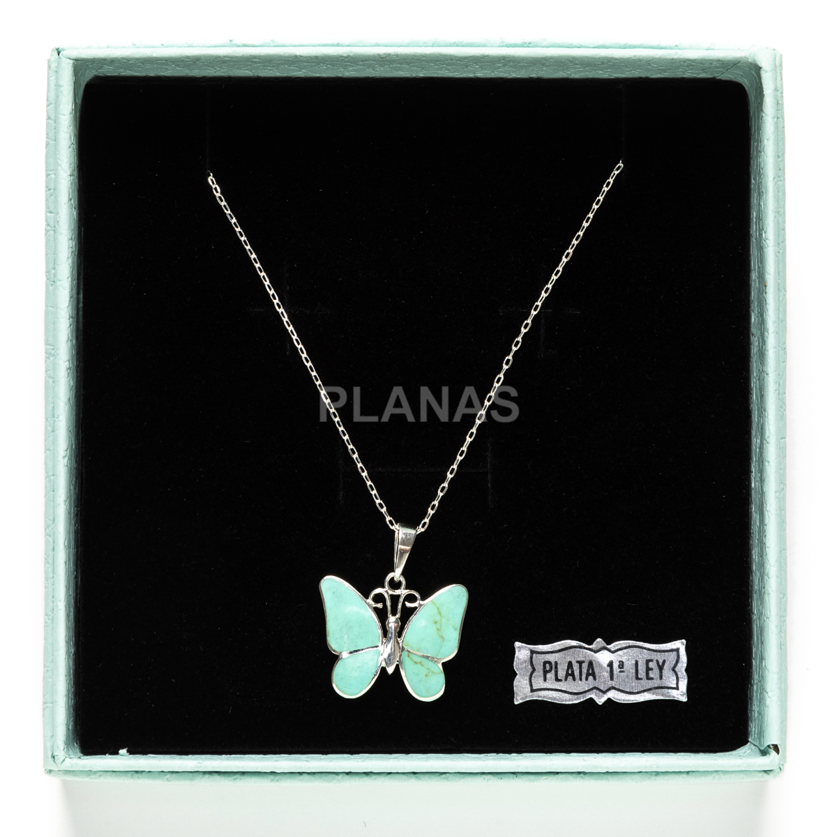 Colgante en Plata de Ley y Turquesa. MARIPOSA.