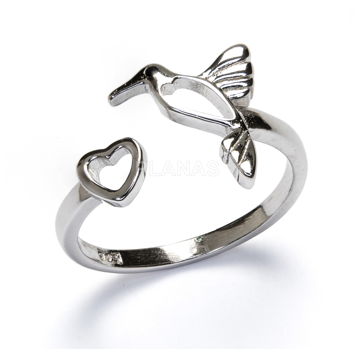 Anillo ajustable en Plata de Ley Rodiada . COLIBRI.