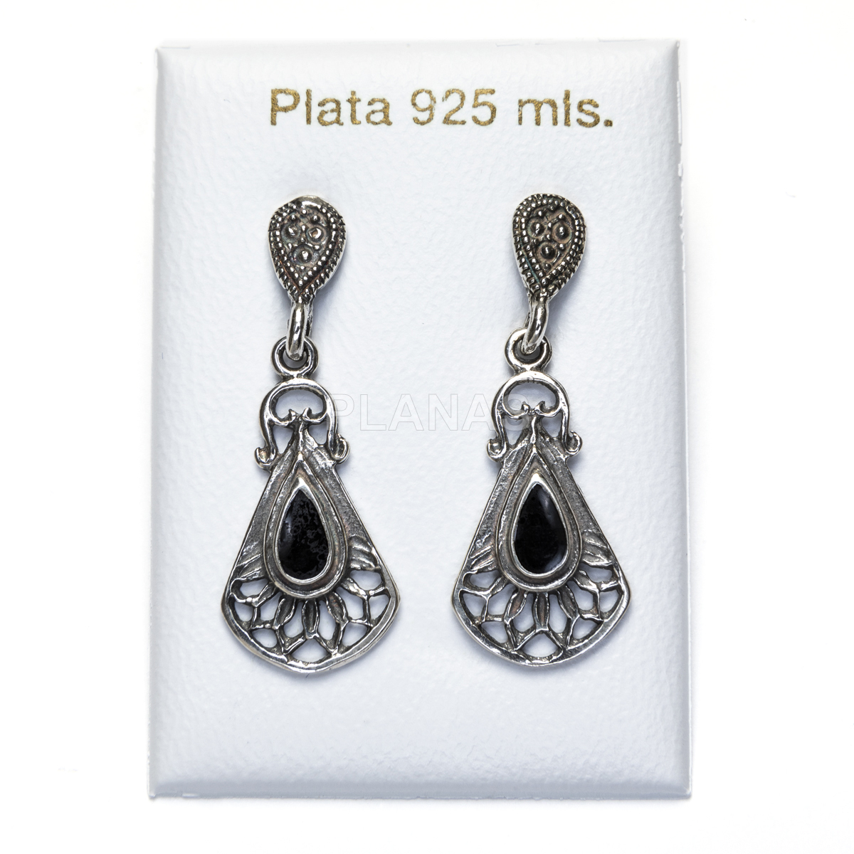 Pendientes en Plata de Ley con esmalte negro. 