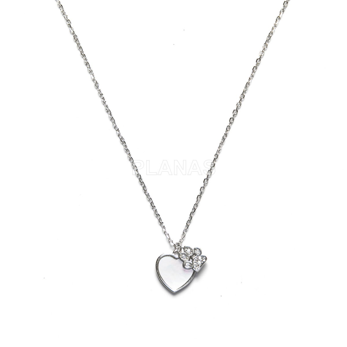 Collar en Plata de Ley Rodiada con Circonitas. CORAZÓN CON PEZUÑA.