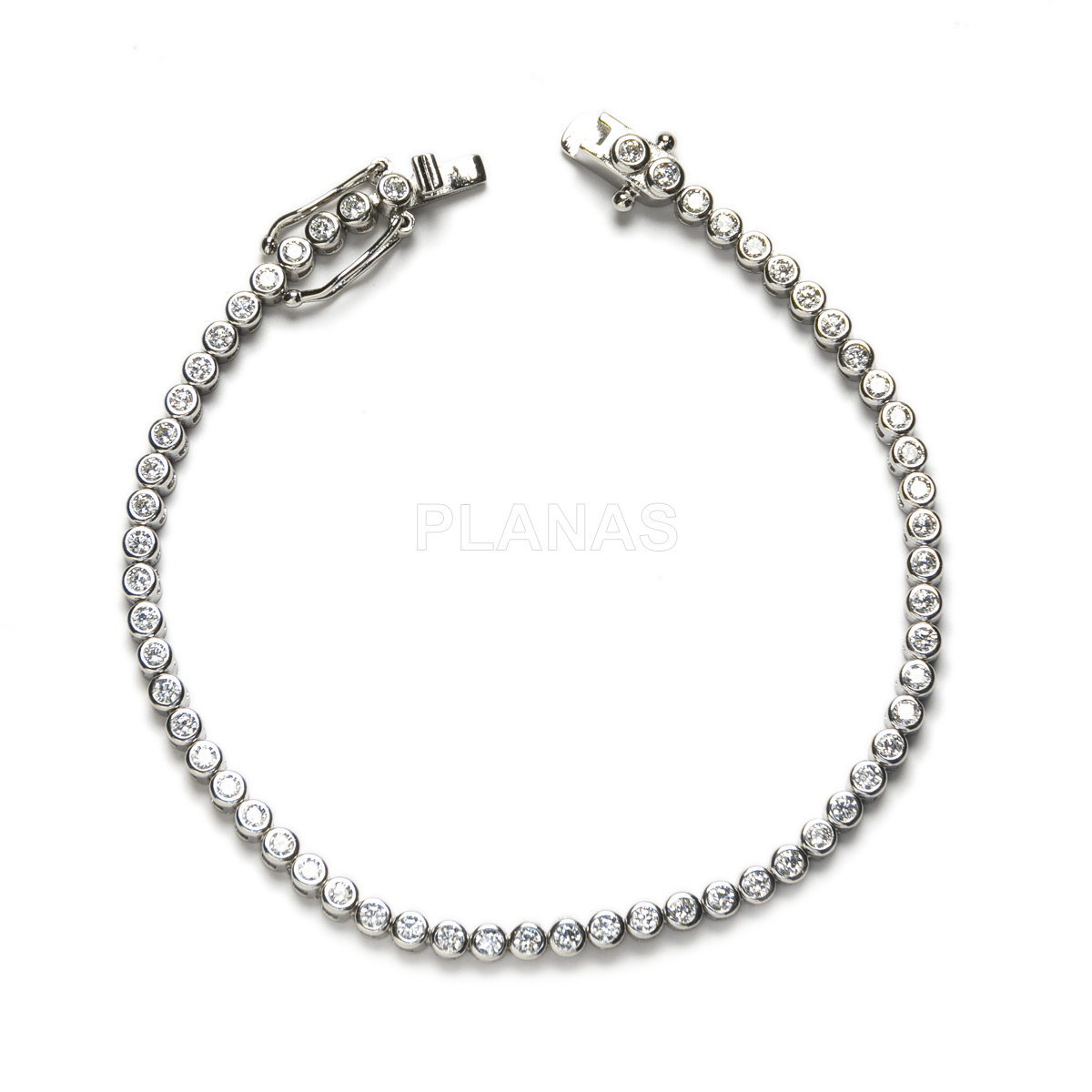 Pulsera en Plata de Ley Rodiada y Circonitas Blancas. 