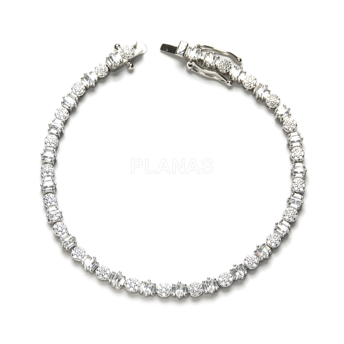 Pulsera en Plata de Ley Rodiada y Circonitas Blancas. 