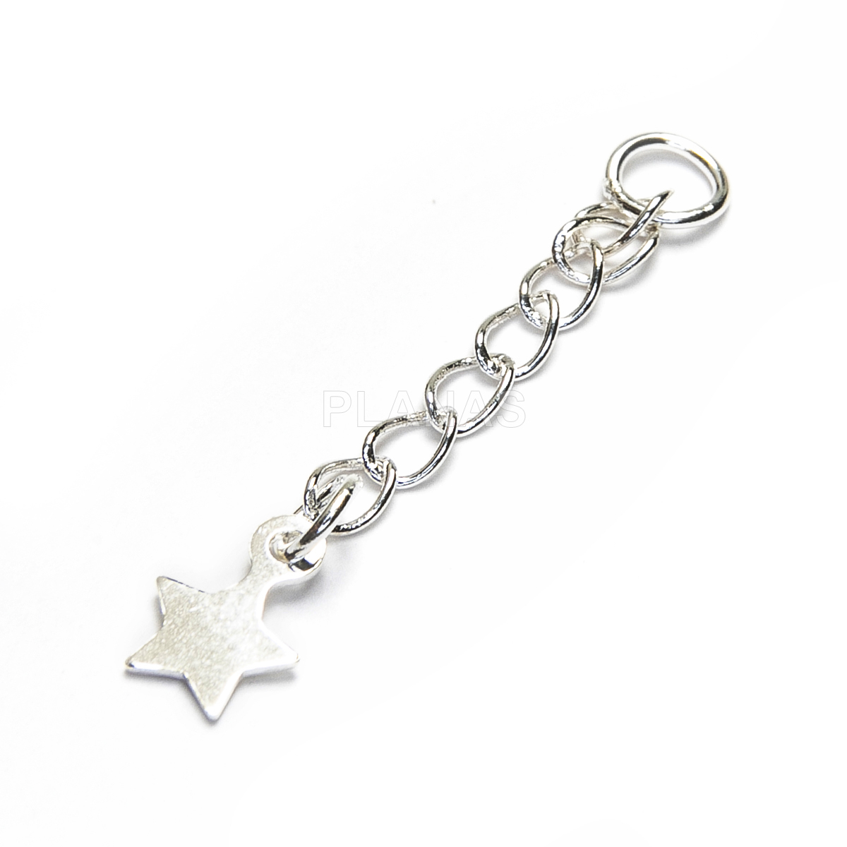 Cadena de Alargo en Plata de Ley con estrella. 2,5cm.