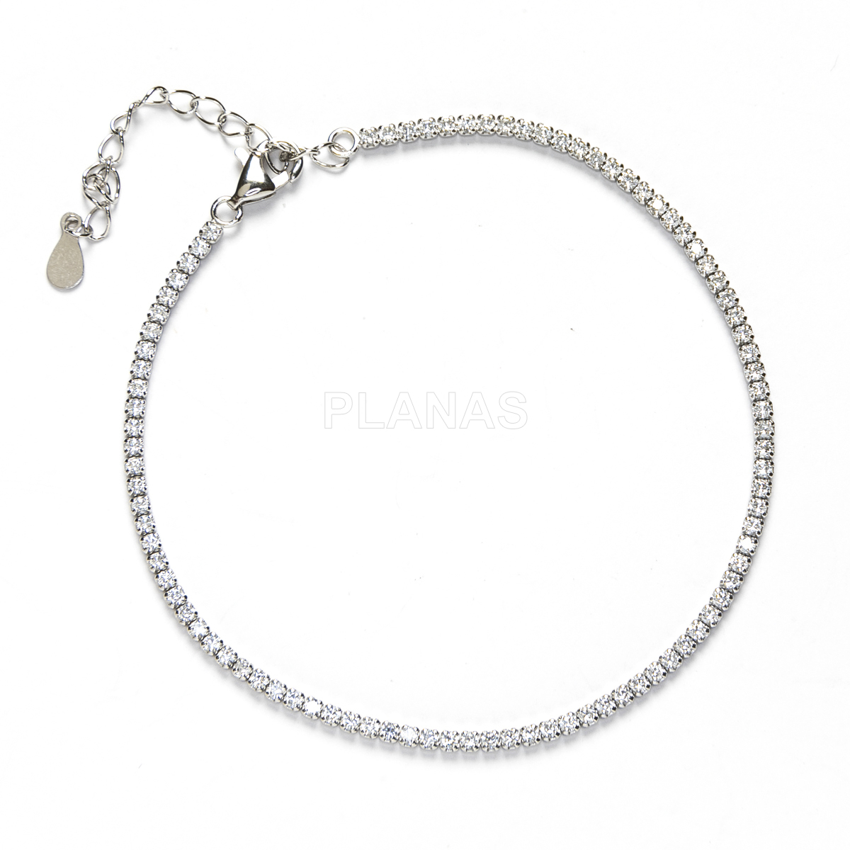 Pulsera en Plata de Ley Rodiada y Circonitas Blancas. 