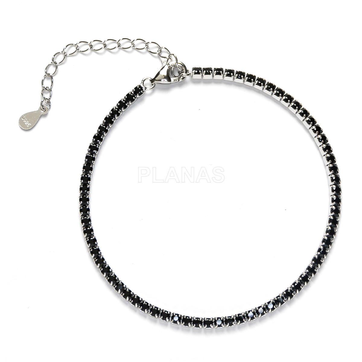 Pulsera en Plata de Ley y Circonitas Negras. 