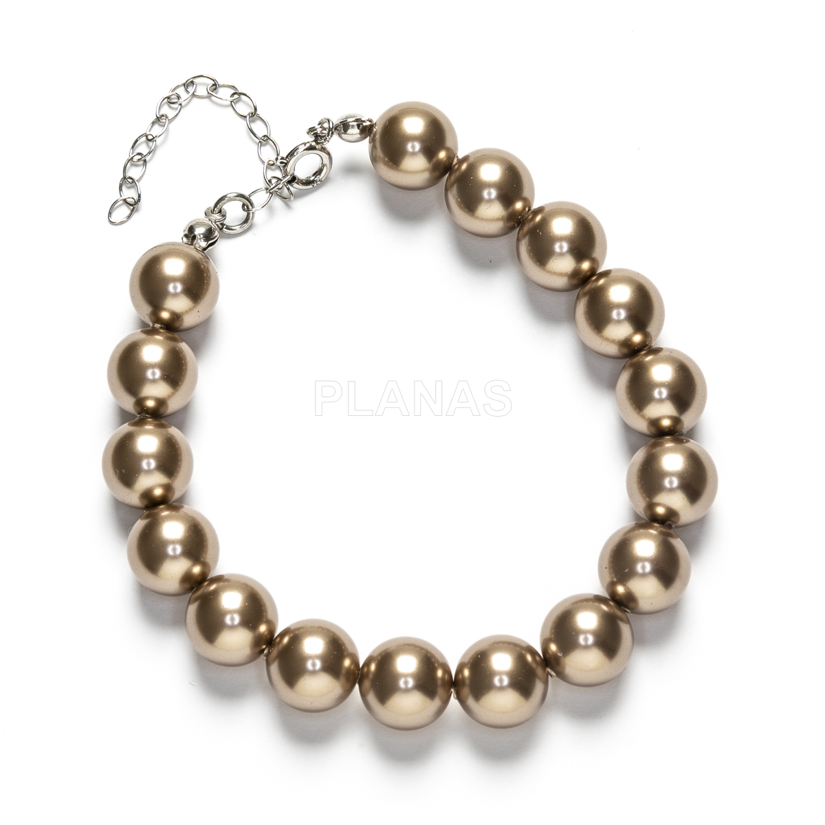 Pulsera en Plata de Ley Rodiada y  perlas de gran calidad  10mm.(Componente Cristal Austríaco).