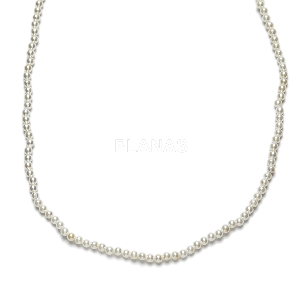 Collar en Plata de ley y Baño Oro con perlas Shell de 3mm.  