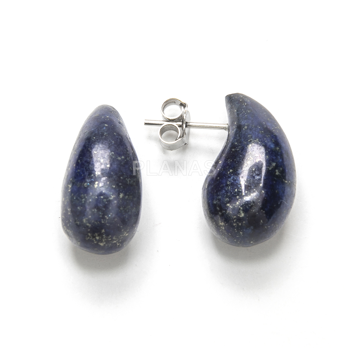 Pendientes en plata de ley y minerales naturales. GOTA.