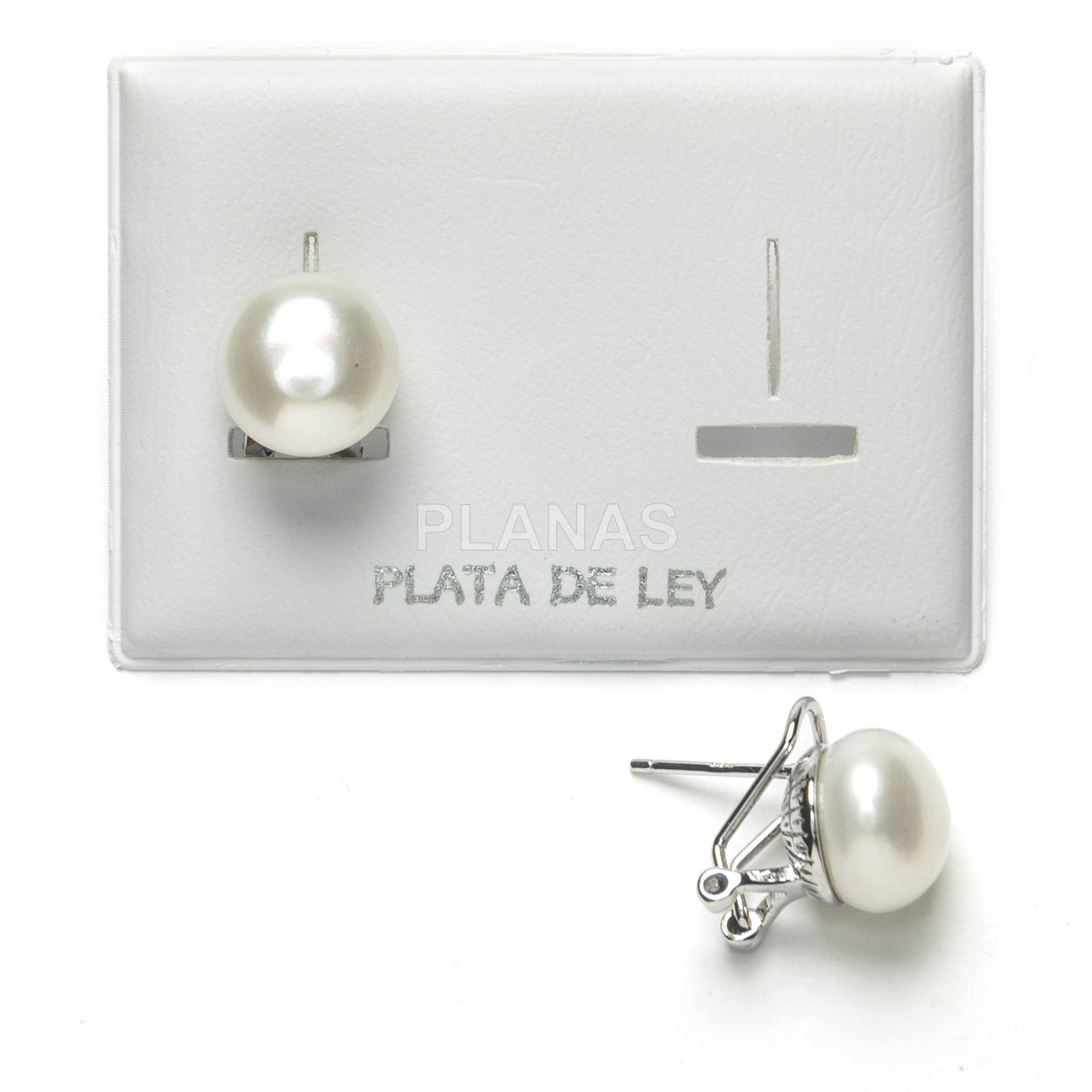 Tuyyo en plata de ley rodiada con Perla Cultivada de 11mm.