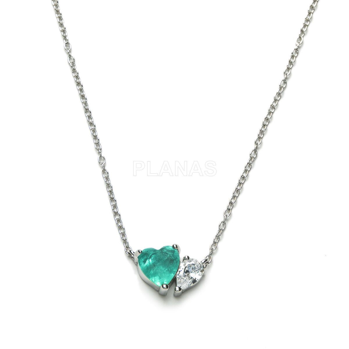 Collar en Plata de ley y Circonitas. CORAZÓN.