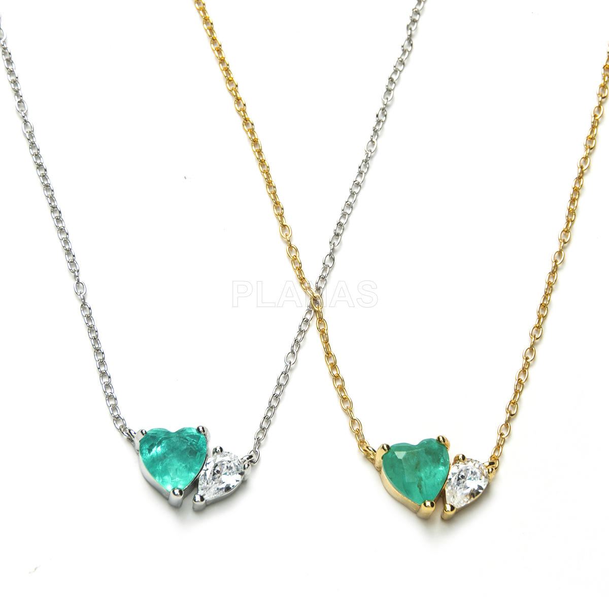 Collar en Plata de ley y Circonitas. CORAZÓN.