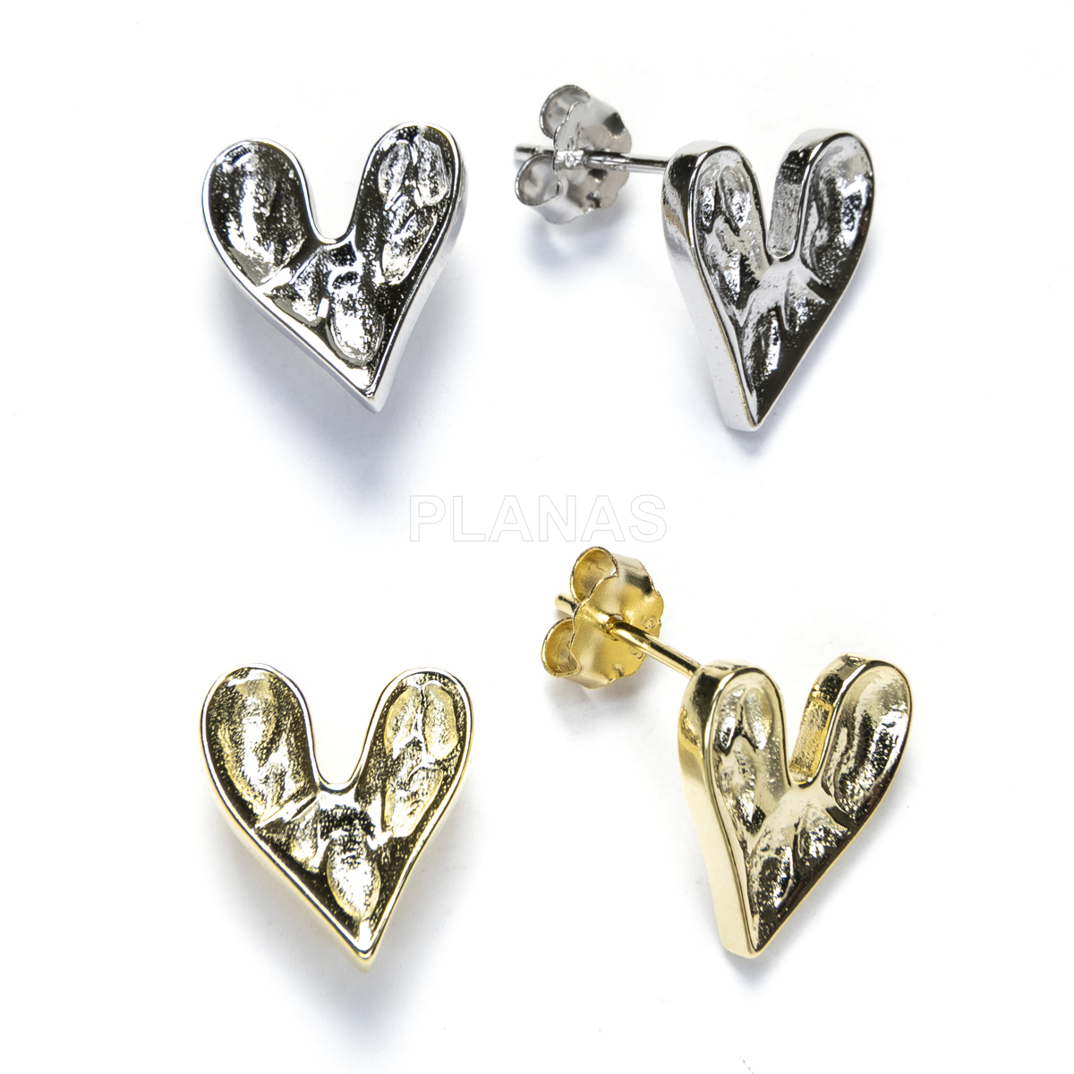 Pendientes en Plata de Ley. CORAZÓN.