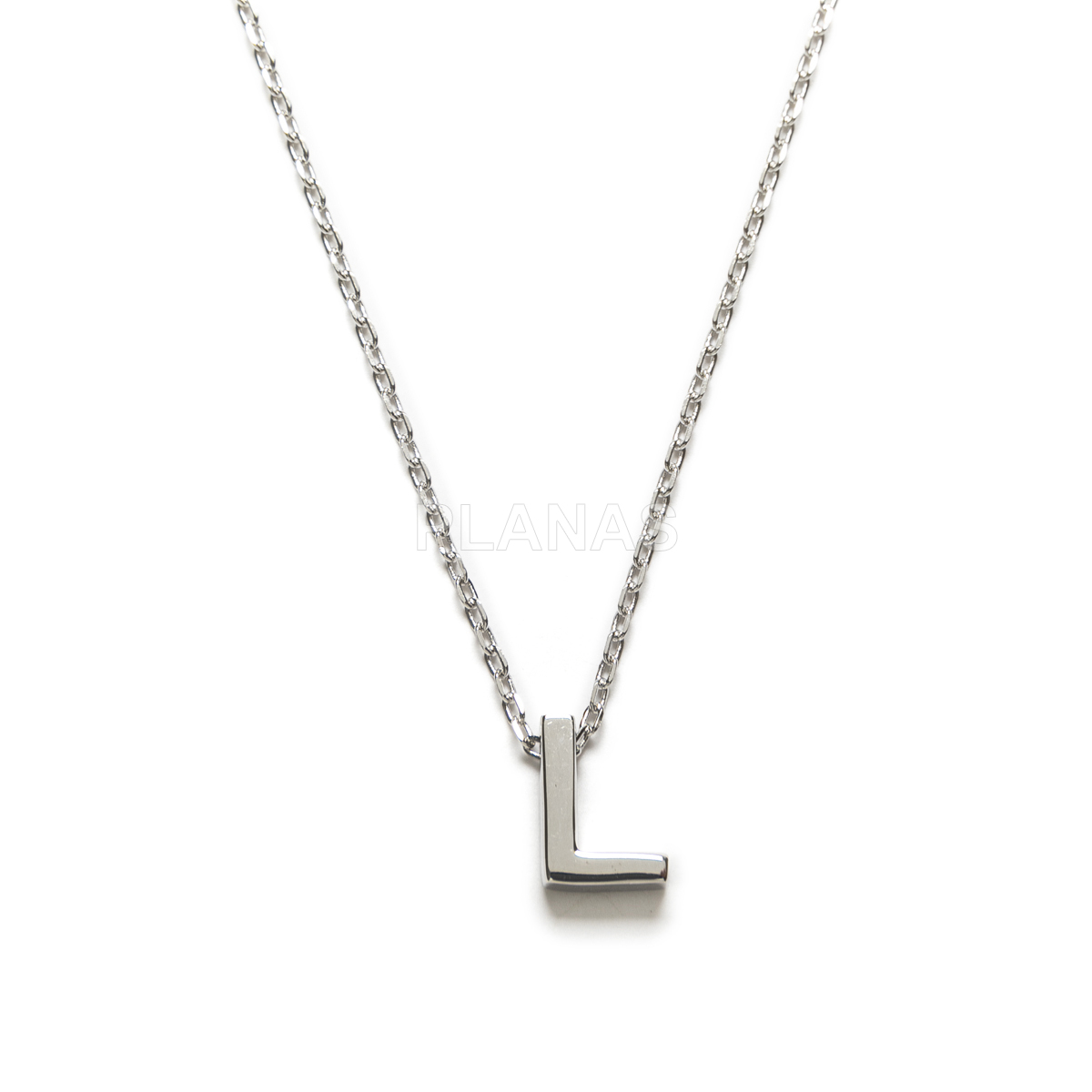 Collar de Letras en Plata de Ley Rodiada.