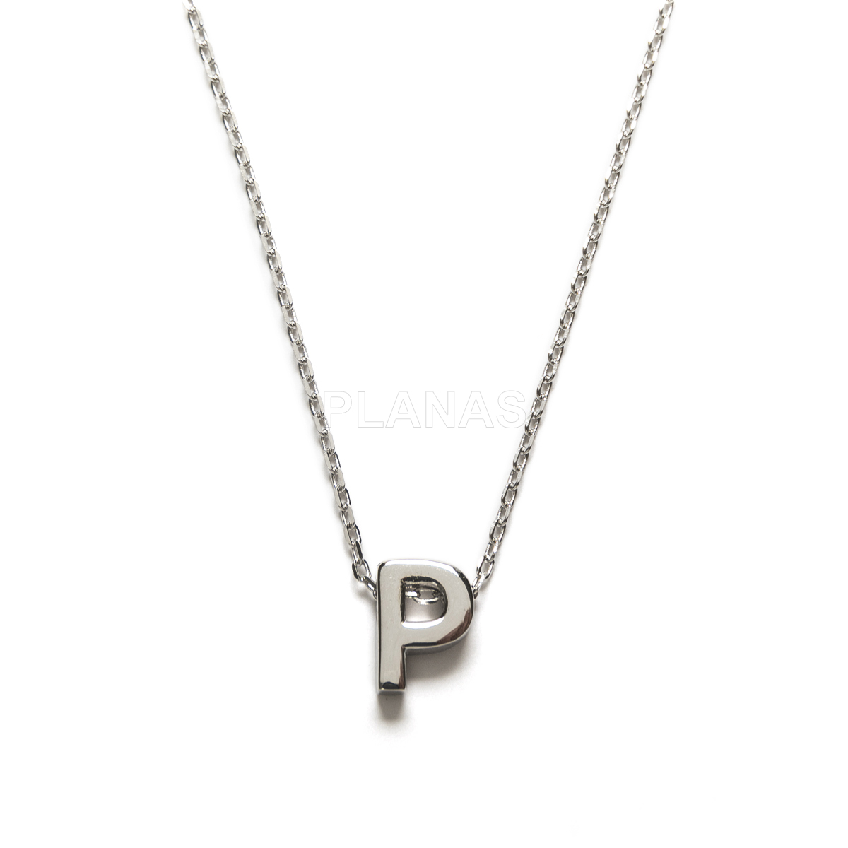 Collar de Letras en Plata de Ley Rodiada.