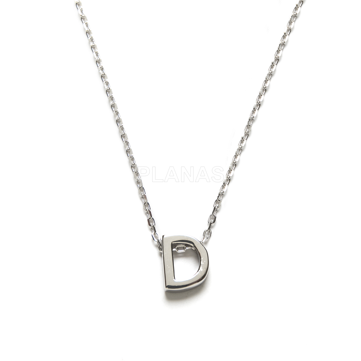 Collar de Letras en Plata de Ley Rodiada.