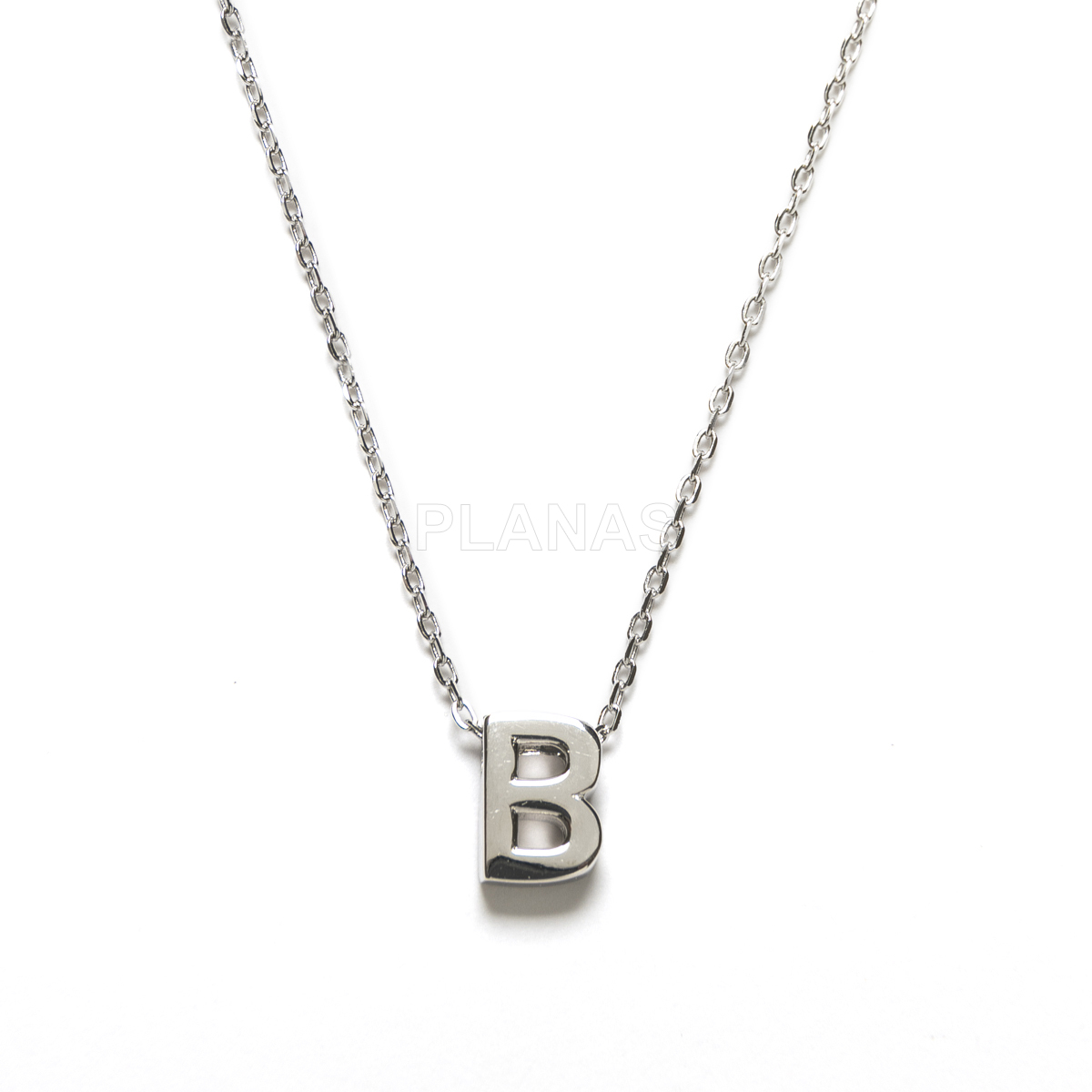 Collar de Letras en Plata de Ley Rodiada.