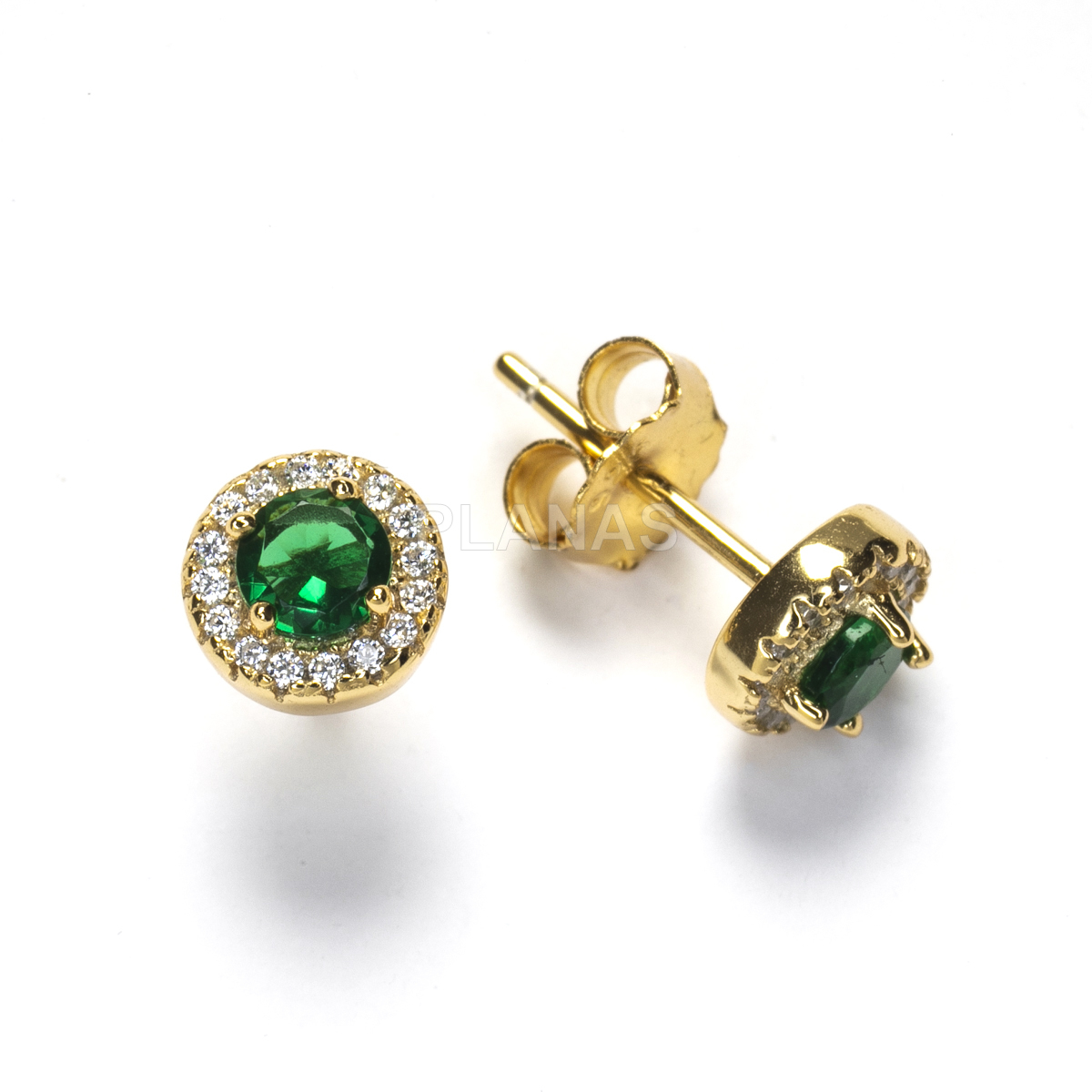 Brincos em prata de lei e banhados a ouro com zircões coloridos.  