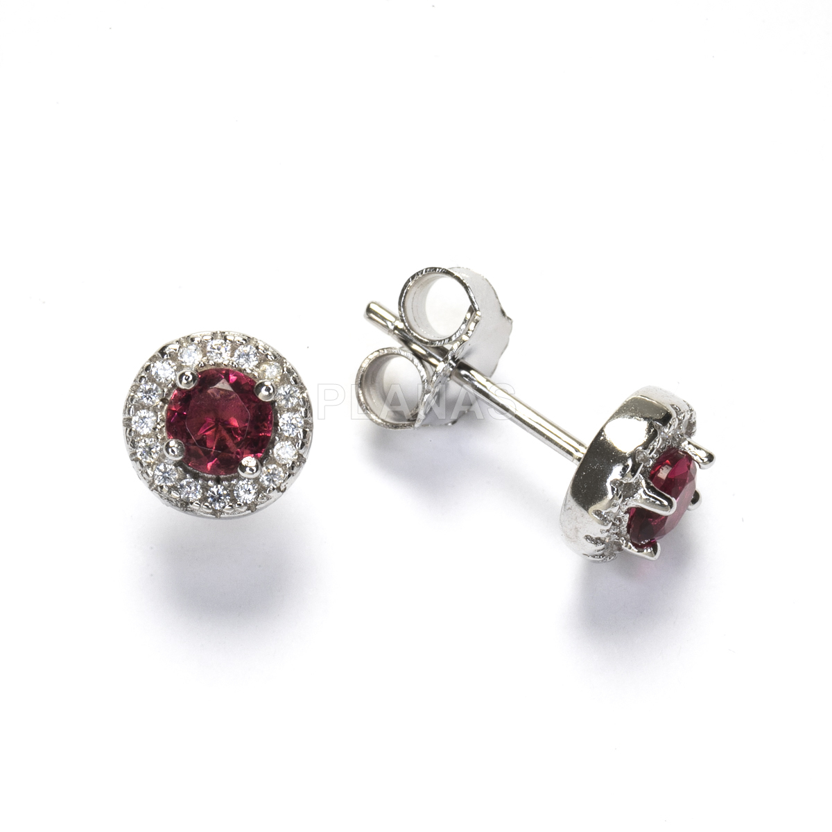 Pendientes en Plata de ley Rodiada y Circonitas de colores.  