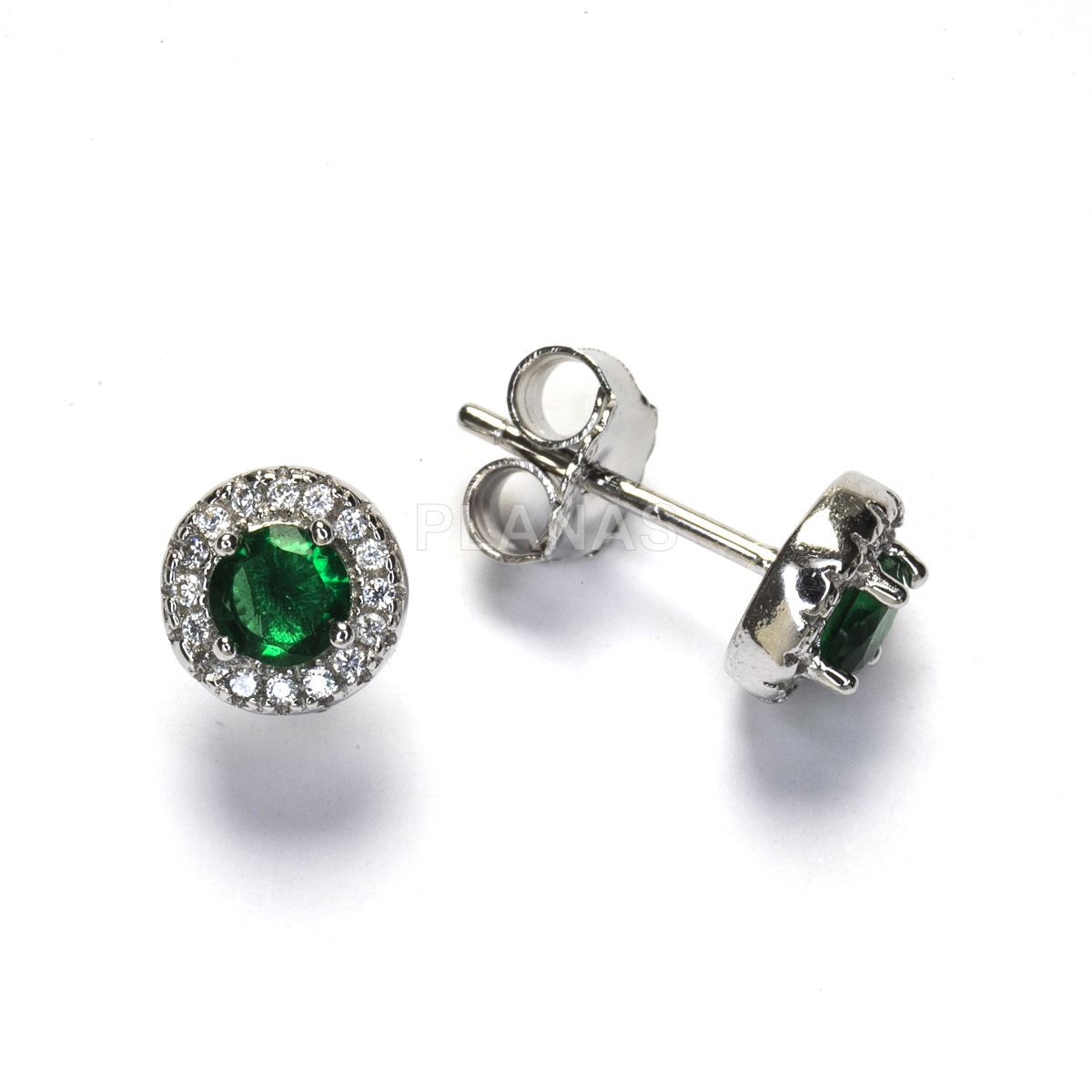 Pendientes en Plata de ley Rodiada y Circonitas de colores.  