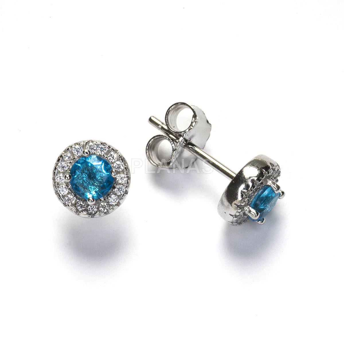 Pendientes en Plata de ley Rodiada y Circonitas de colores.  