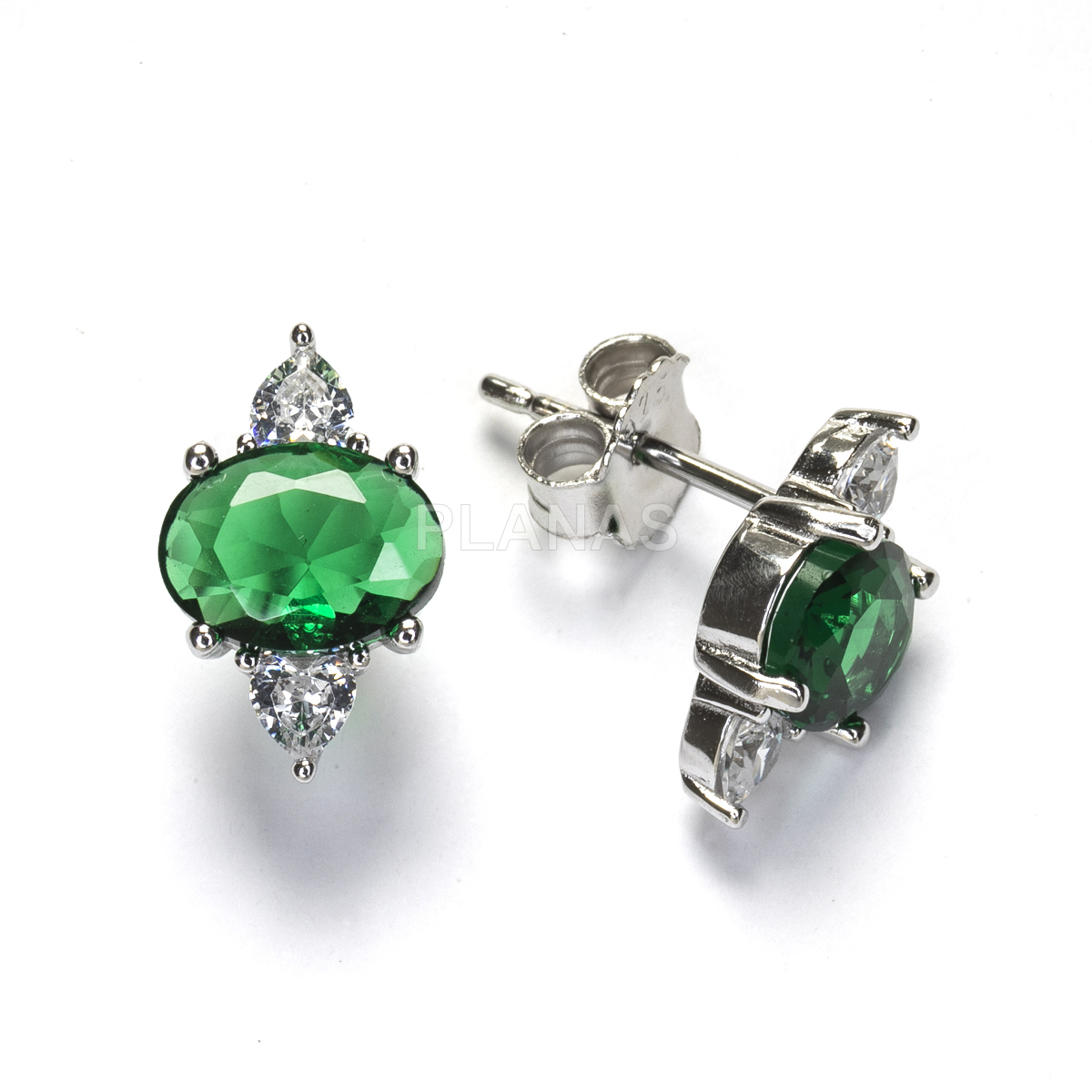 Pendientes en Plata de ley Rodiada y Circonitas de colores.  