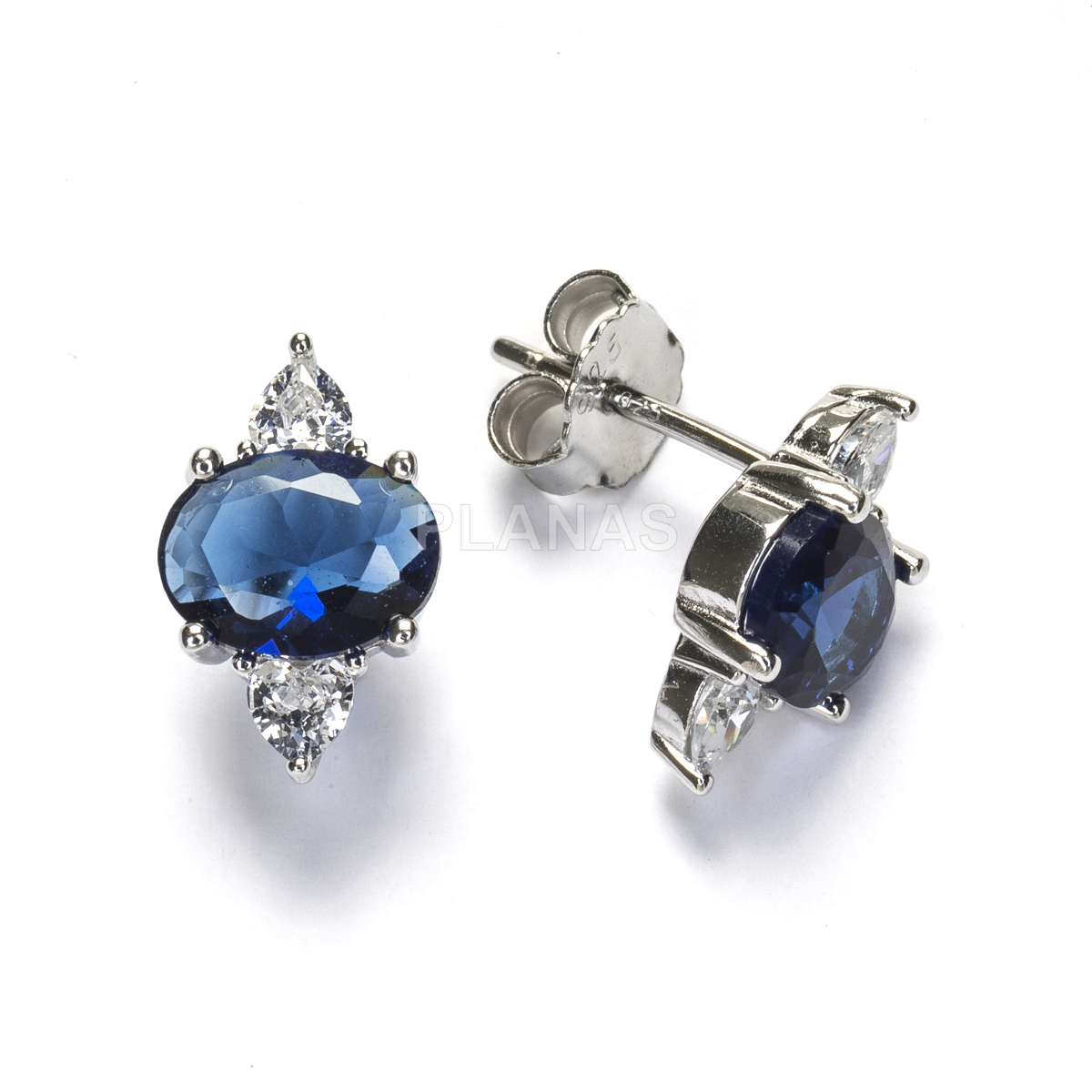 Pendientes en Plata de ley Rodiada y Circonitas de colores.  