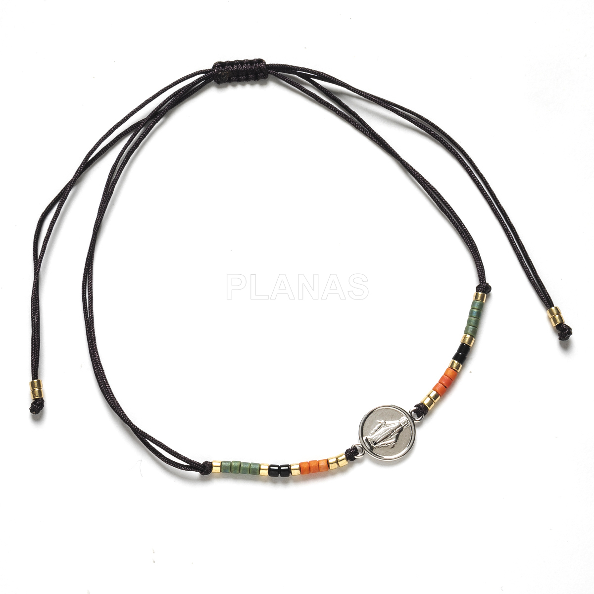 Pulseira macramé em prata esterlina e resina. milagroso.