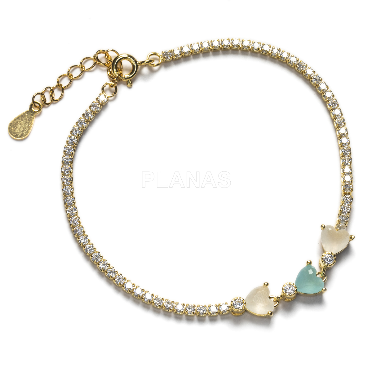 Pulseira em prata de lei e zircões coloridos.