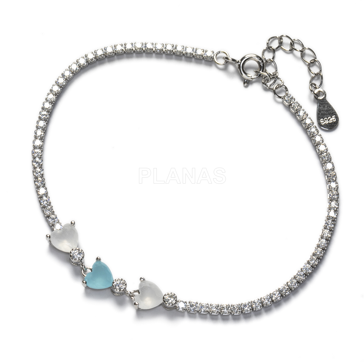 Pulseira em prata de lei e zircões coloridos.