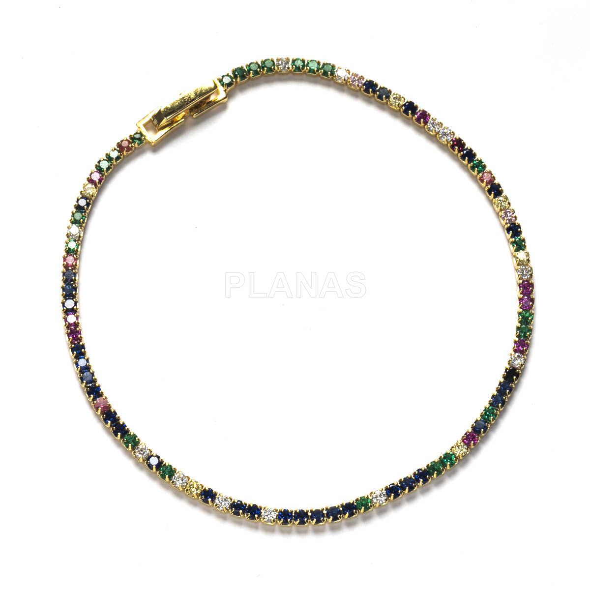 Pulsera en Plata de Ley y Circonitas de colores.  