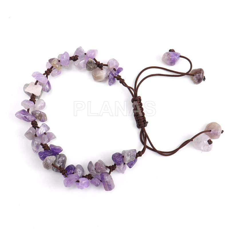 Pulsera con nudo corredero y Amatista. 