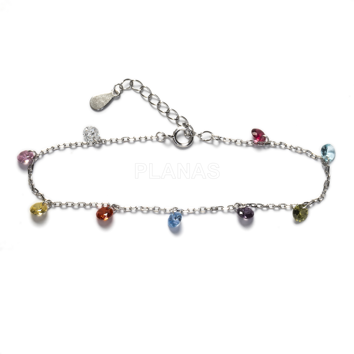 Pulsera en Plata de Ley y Circonitas de colores.  