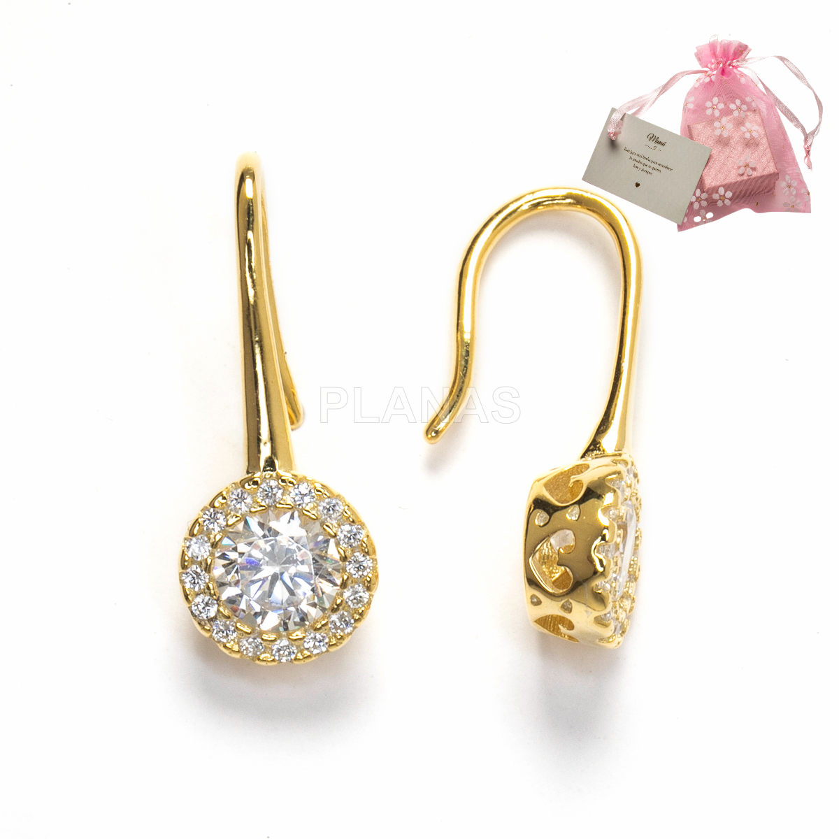 Pendientes en Plata de ley y Circonitas blancas.  