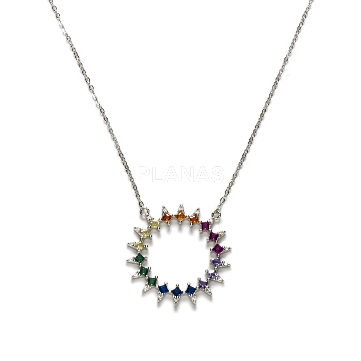 Collar en Plata de Ley y circonitas de colores.