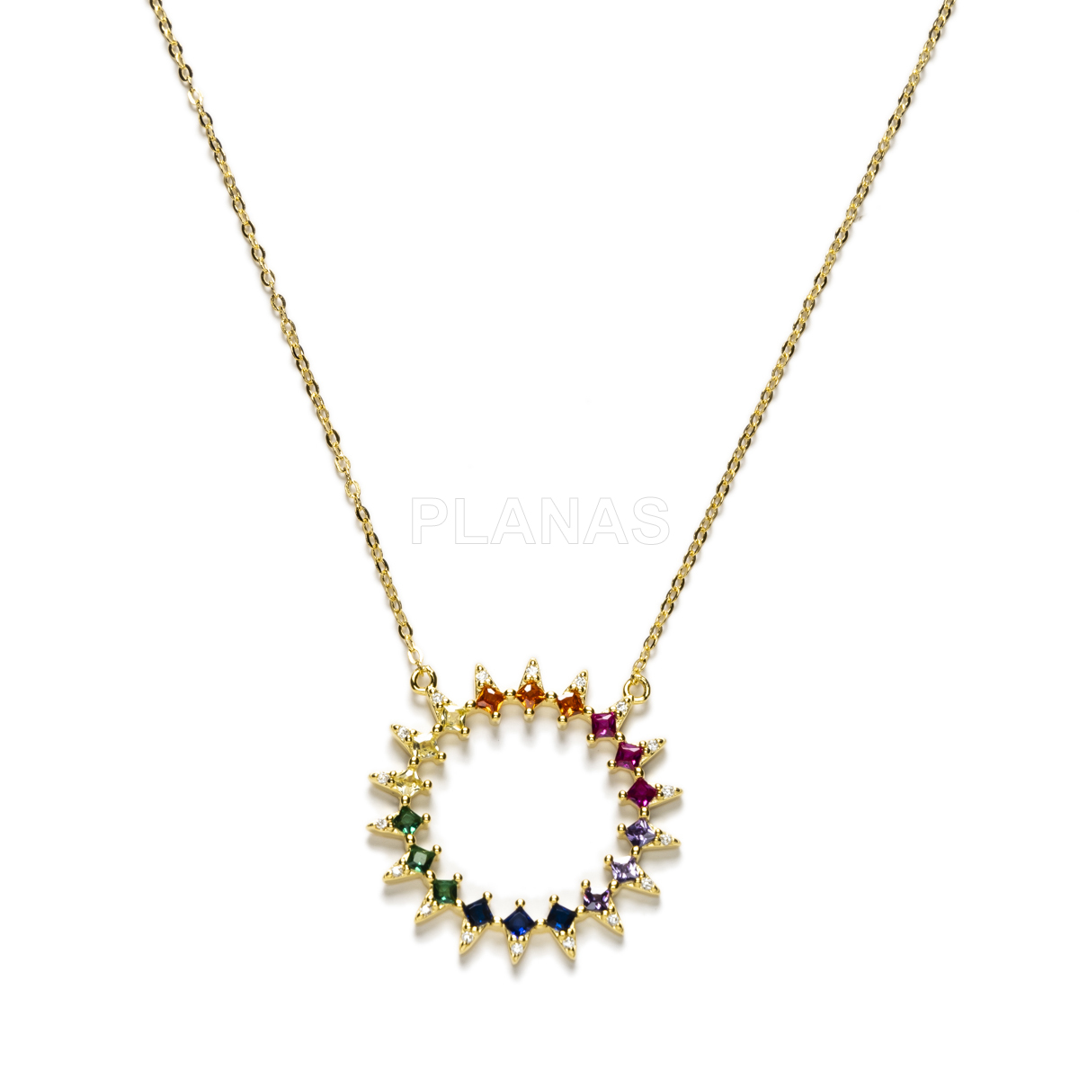 Collar en Plata de Ley y circonitas de colores.