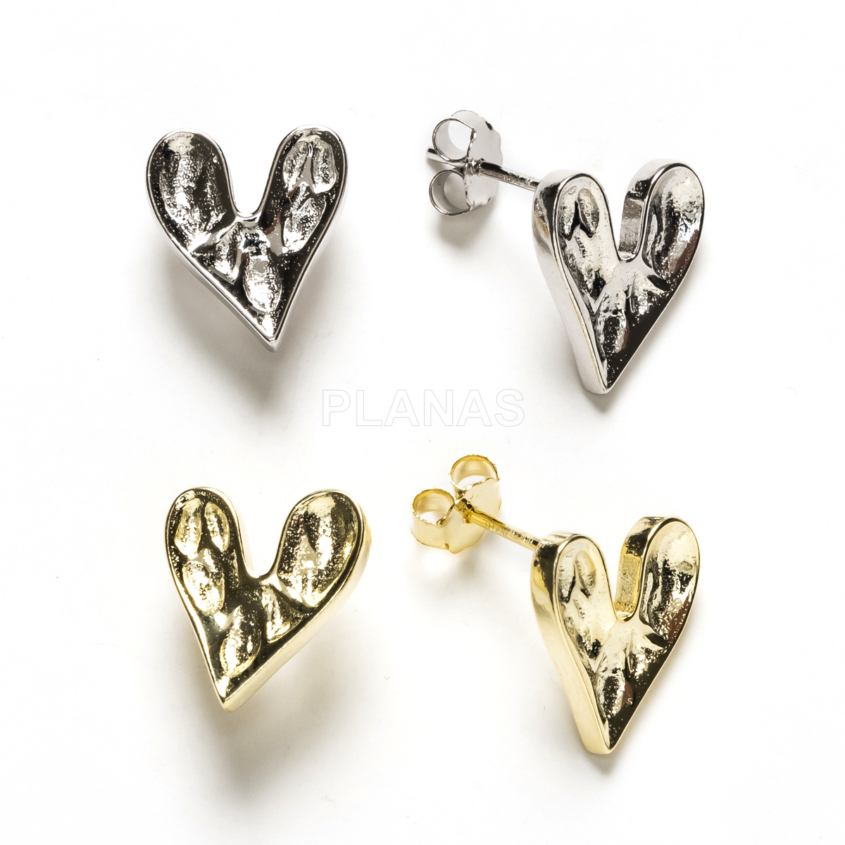 Pendientes en Plata de Ley. CORAZÓN.