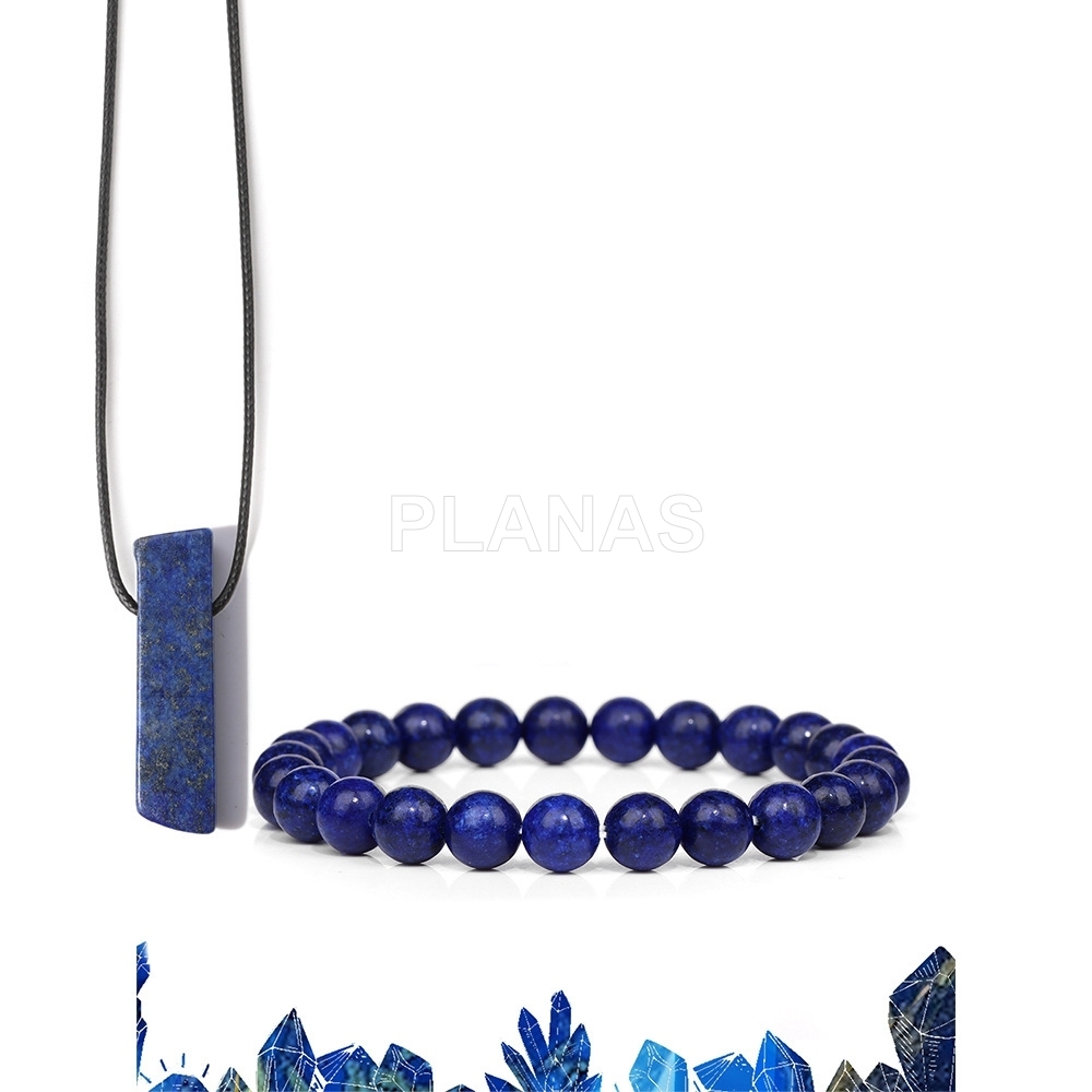 Conjunto de pulseira e colar lapizlazuli.