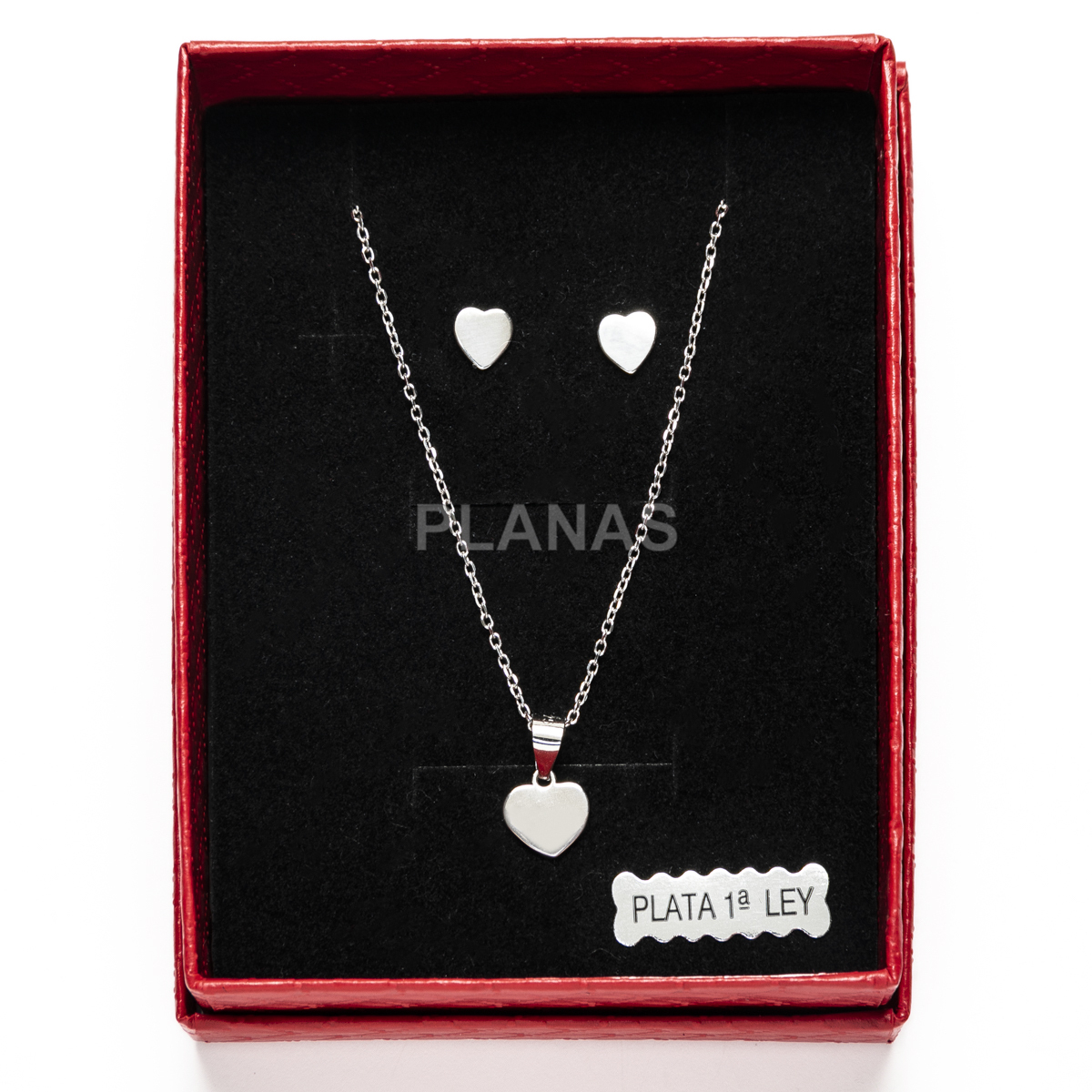 Conjunto de Pendientes y Colgante en plata de ley Rodiada. CORAZÓN.