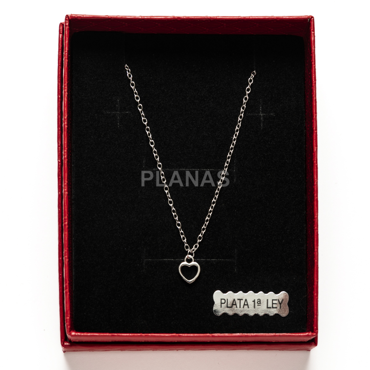 Collar en Plata de Ley Rodiada. CORAZÓN.  