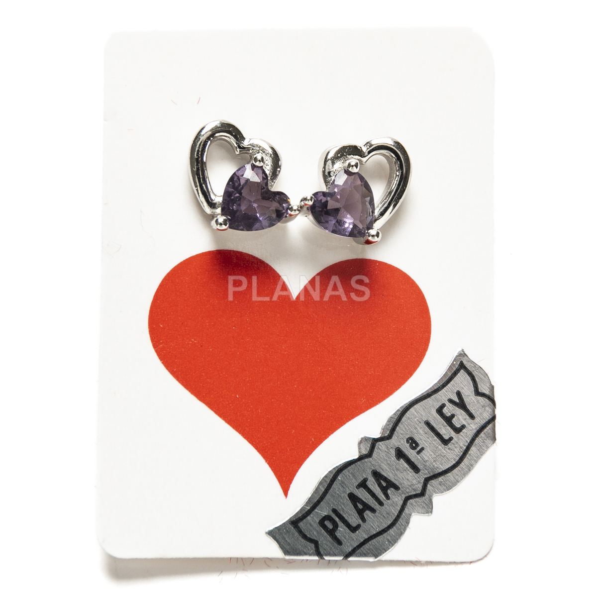 Pendientes en plata de ley Rodiada y Circonitas. CORAZÓN.