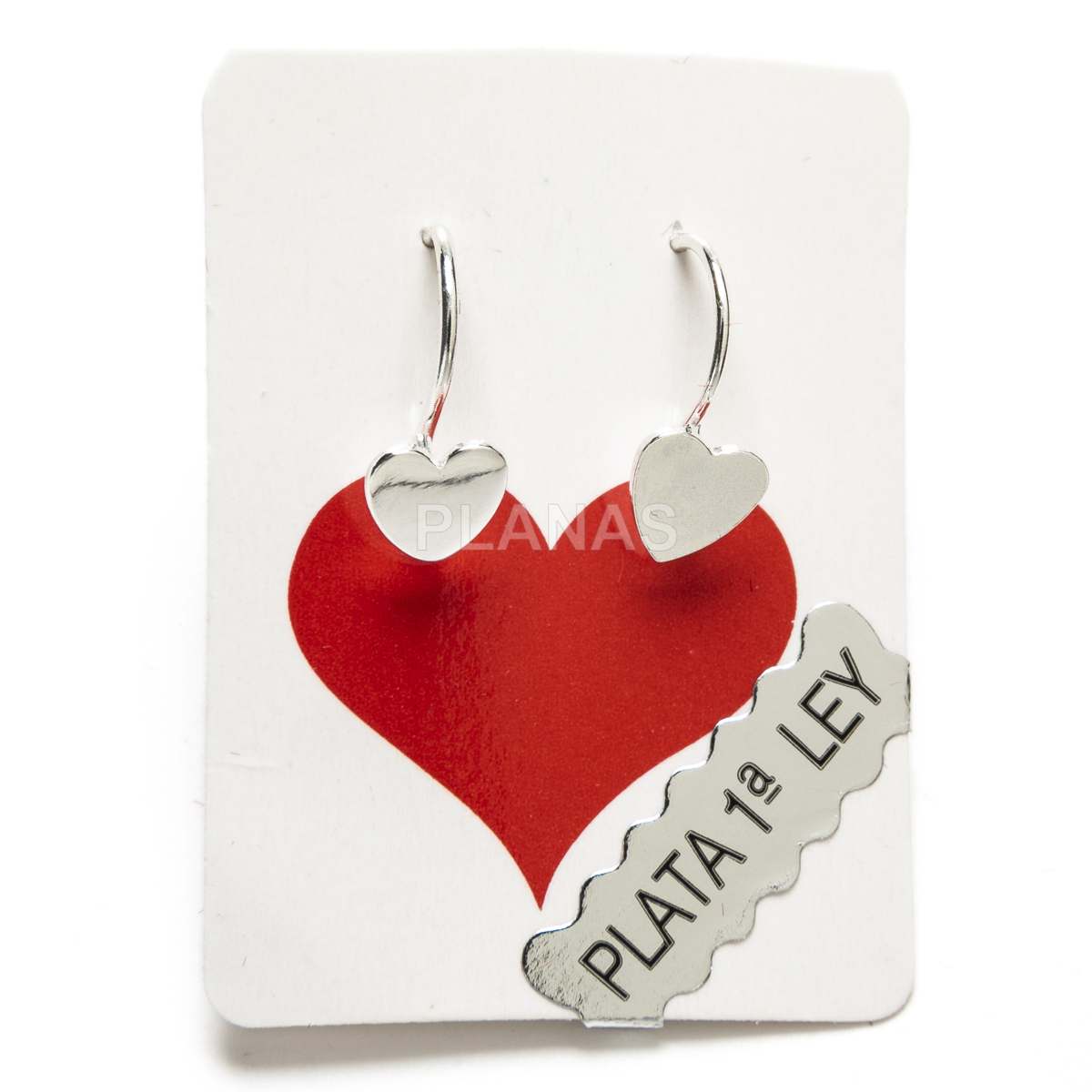 Pendientes en plata de ley. CORAZÓN.